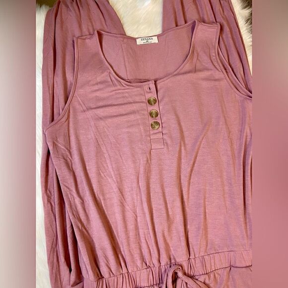 NWOT Zenana Sleeveless Jogger Jumpsuit in Dusty Rose - Picture 3 of 9